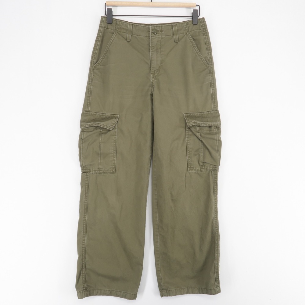 Levis 94 Baggy Cargo Pants Womens 25 Green Mid Rise Straight Leg Utility
